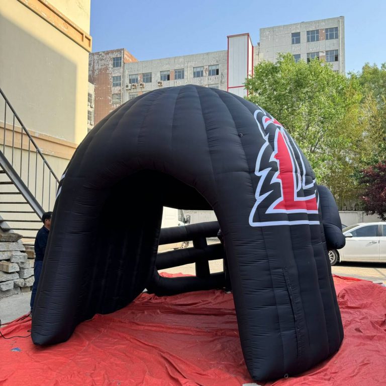 inflatable sports game helmet tunnel entrance with team logo